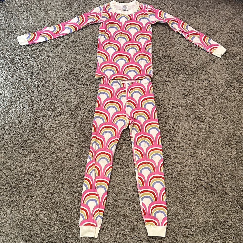 Hanna Andersson Pink and Yellow Rainbow Kids One Piece